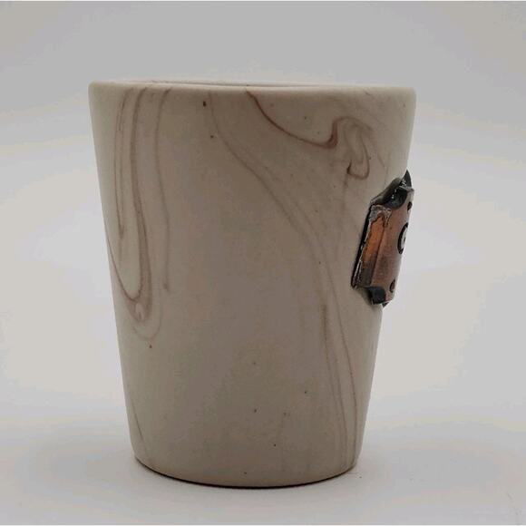 GEORGIA Ceramic Shot Glass Marble Look Copper Plate Est 1788 Collectible Barware - Picture 7 of 9